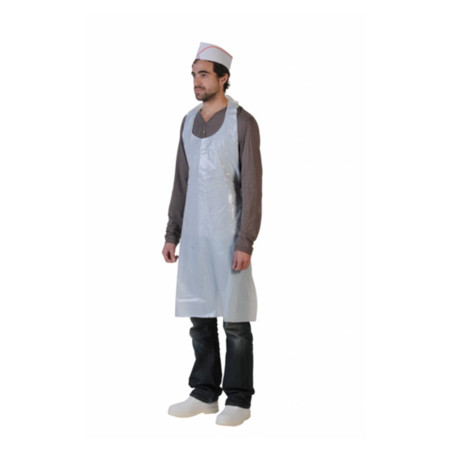 Tablier de protection jetable blanc - Ep 15u - finition gauffrée