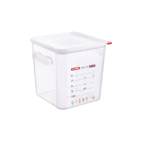 Bac carré à couvercle PP transparent avec poignées - 8L - 480x250x415 mm