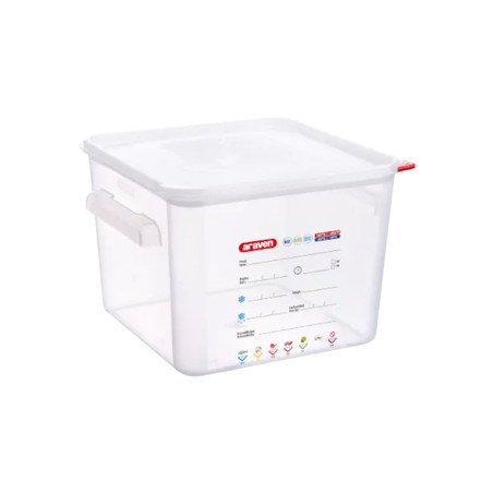 Bac carré à couvercle PP transparent avec poignées - 12L - 580x325x415 mm