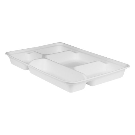 Plateau repas fibre de canne - 5 compartiments