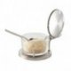 Service à parmesan en inox - avec bol verre et cuillère - 11x15x7 cm