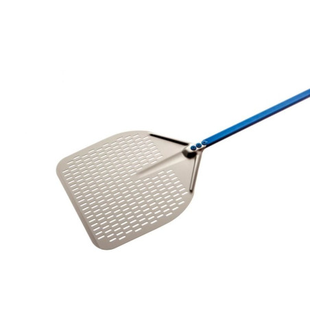 Pelle à pizza carrée - aluminium perforée manche 60 cm - 33x33 cm
