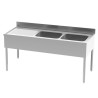 Plonge adossée bac à droite - 1600x700x850/900 mm - 2 bacs 400x500 mm - pieds carrés