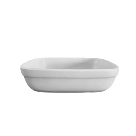 Plat individuel rectangulaire - porcelaine culinaire - blanc - 19x14x5 cm