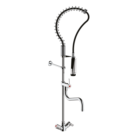 Colonne mélangeur sur plage douchette et bec - longueur 250 mm - 1/4 de tour plein débit 26L / min