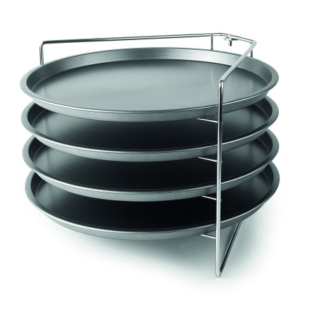 Support avec plaques à pizzas - 4 niveaux - 4 plaques - Ø29,5x21 cm