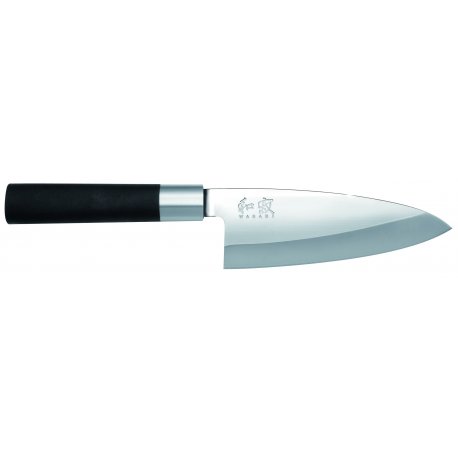Couteau Japonais Deba noir 6 pouces - 15 cm