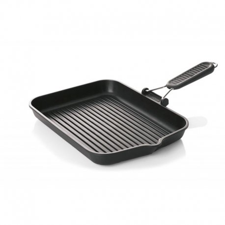 Grill manche rabattable - fonte d'aluminium - tous feux sauf induction - 43x26 cm