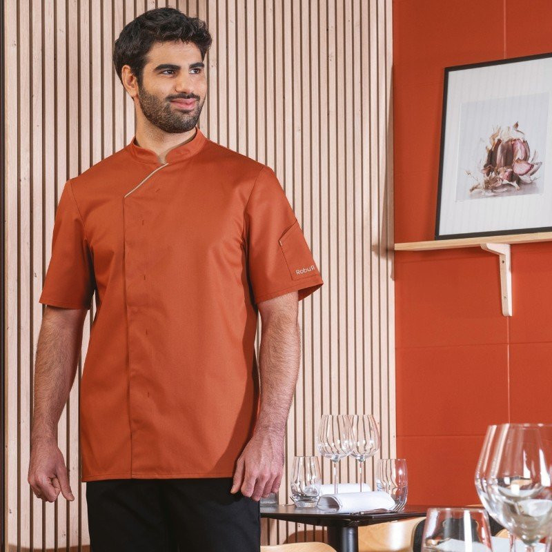Veste de cuisine mixte Harti - manches courtes - terracotta