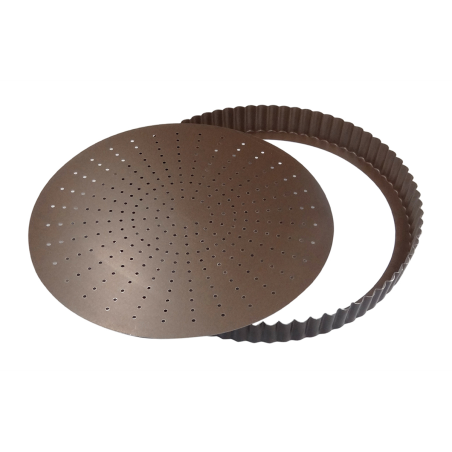 Tourtière perforée diam. 32 x 2,8 cm fond mobile anti-adhérant
