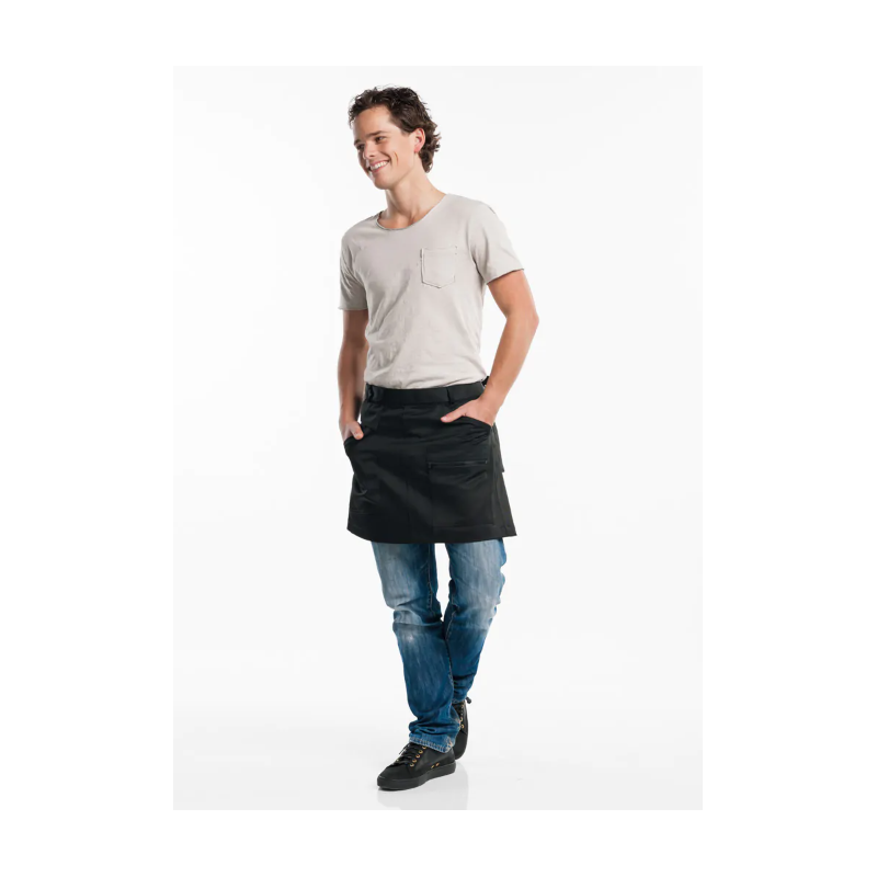 Tablier chef Cavy noir imperméable - L40 cm