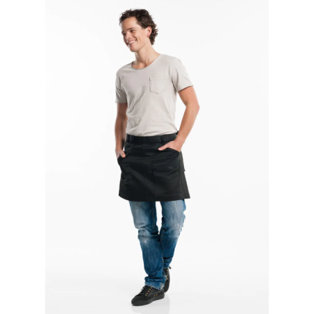 Tablier chef Cavy noir imperméable - L40 cm