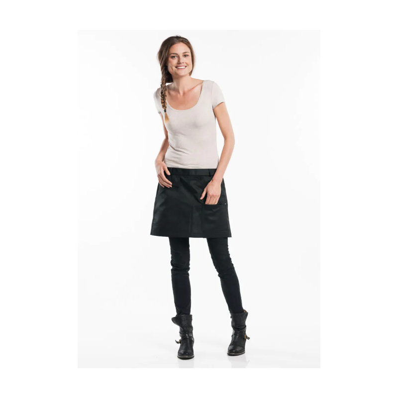 Tablier chef Cavy noir imperméable - L40 cm