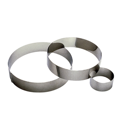Cercle  à mousse diam.20cm inox 18/10 H45mm rond et lisse