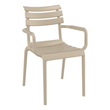 Fauteuil Paris extérieur empilable en polypropylène - Taupe