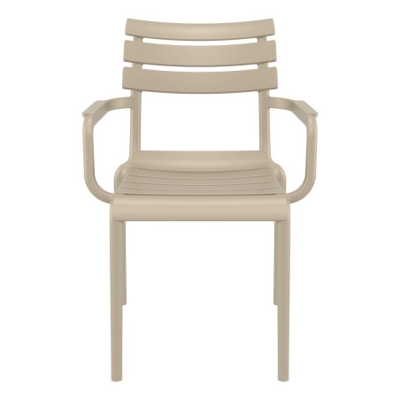 Fauteuil Paris extérieur empilable en polypropylène - Taupe