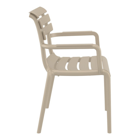 Fauteuil Paris extérieur empilable en polypropylène - Taupe
