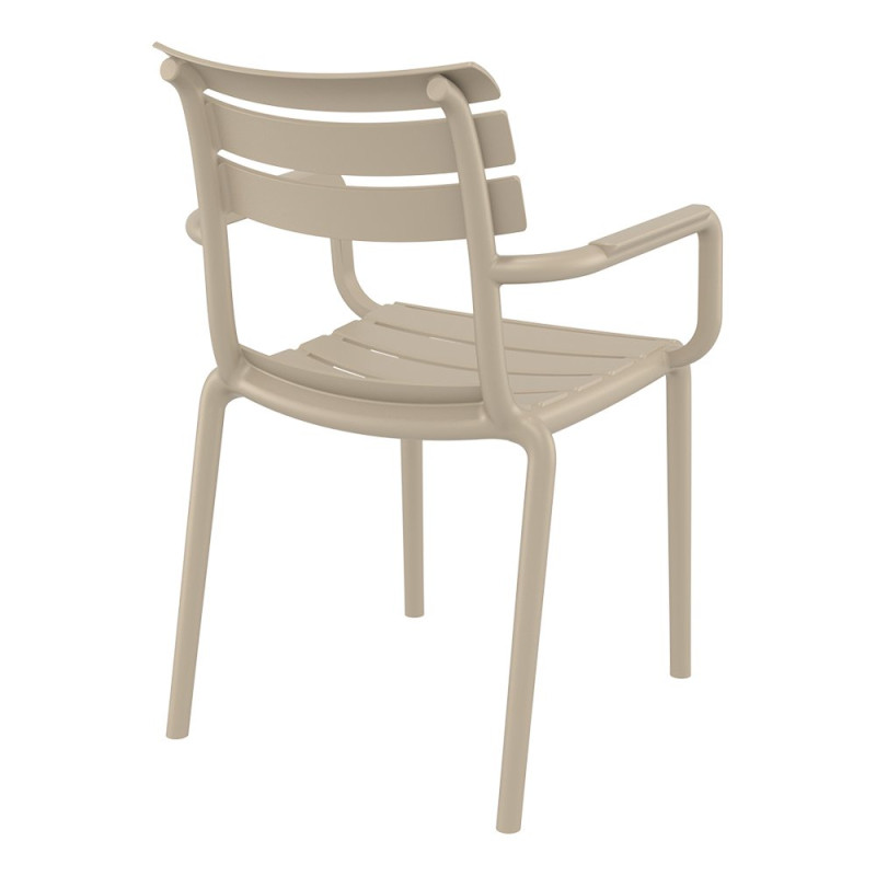Fauteuil Paris extérieur empilable en polypropylène - Taupe