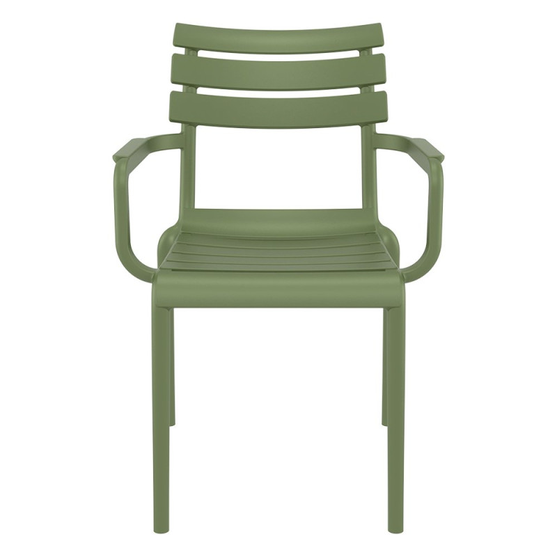 Fauteuil Paris extérieur empilable en polypropylène - Vert Olive