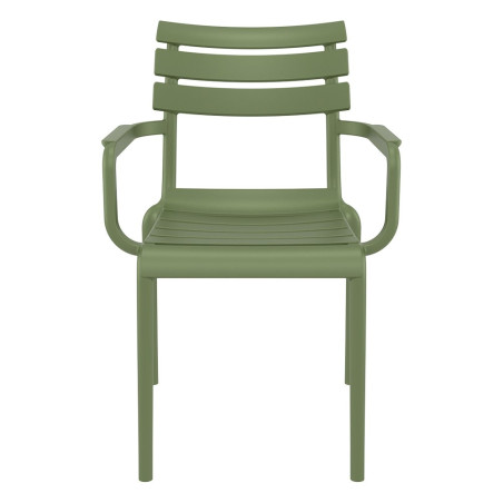 Fauteuil Paris extérieur empilable en polypropylène - Vert Olive