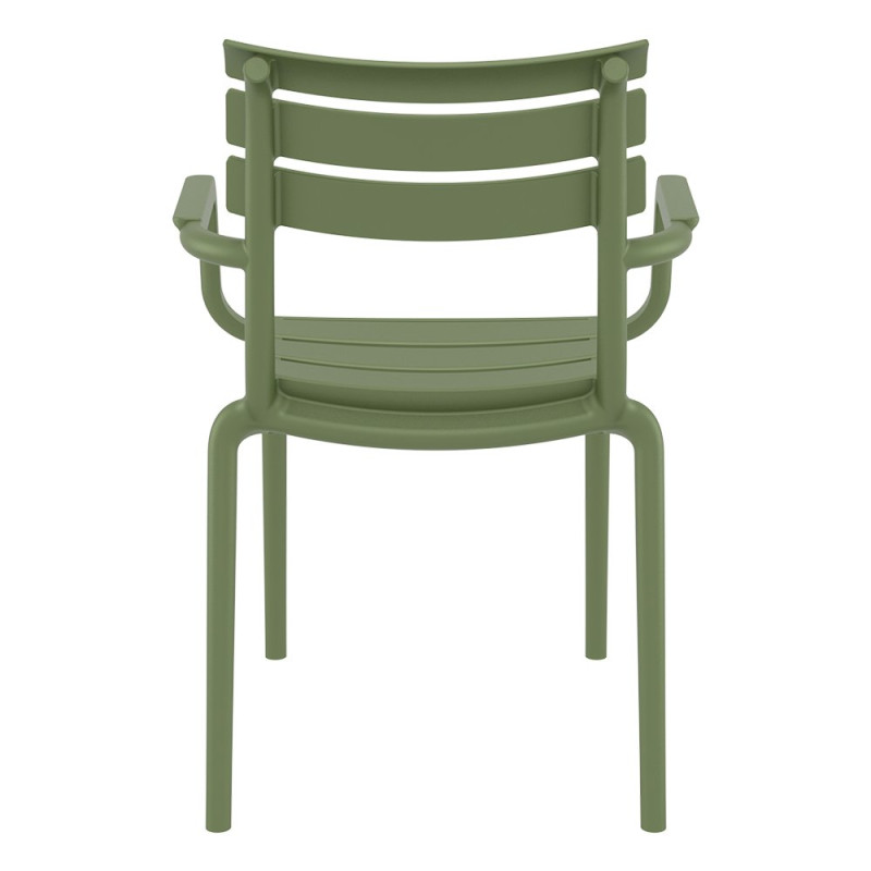 Fauteuil Paris extérieur empilable en polypropylène - Vert Olive