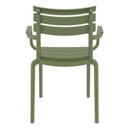 Fauteuil Paris extérieur empilable en polypropylène - Vert Olive