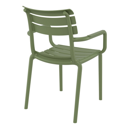 Fauteuil Paris extérieur empilable en polypropylène - Vert Olive