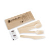 Kit couverts bois 6/1 - fourchette, couteau, cuillère dessert, serviette 1 pli, sel & poivre