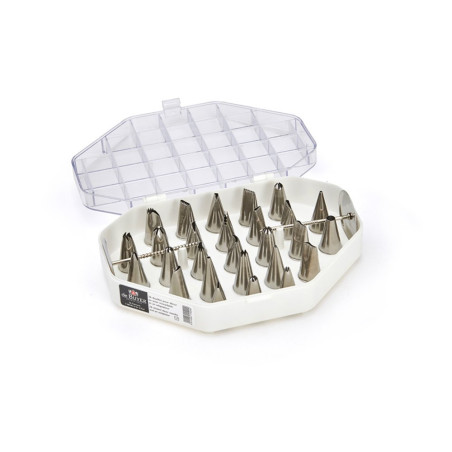 Assortiment de douilles de décoration - 26 douilles + 1 adaptateur - Douilles fines en inox