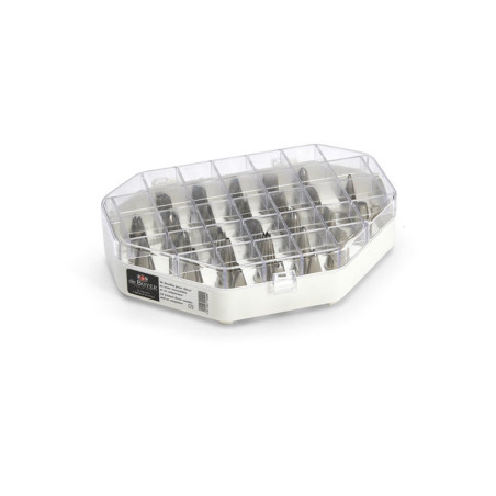 Assortiment de douilles de décoration - 26 douilles + 1 adaptateur - Douilles fines en inox
