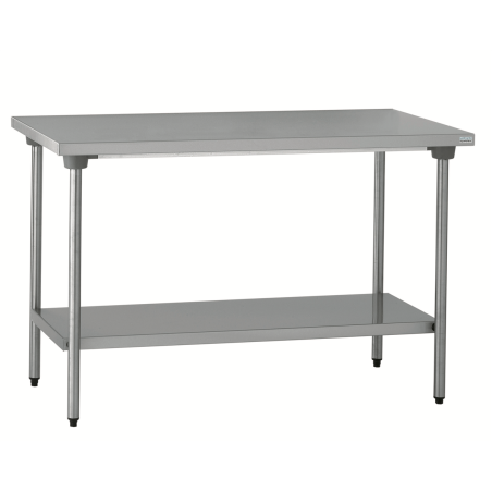 Table centrale inox avec étagère - sans roulettes - 1400x700x900 mm