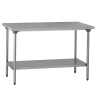 Table centrale inox avec étagère - sans roulettes - 2000x700x900 mm