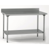 Table adossée inox avec étagère - sans roulettes - 1600x700x900 mm