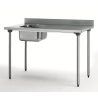Table du chef adossée - 1 bac gauche 400x400 mm - sans étagère - 1600x700x900 mm