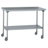 Table centrale inox avec étagère - avec roulettes - 1600x700x900 mm