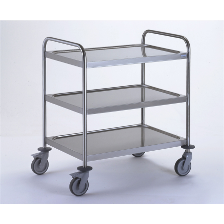 Chariot 3 plateaux 800x530 mm - espacés de 260 mm - 4 roues pivotantes Ø125 mm