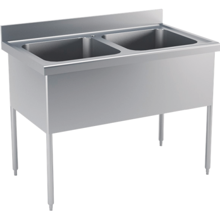 Plonge adossée 2 bacs - 1200x700x850/900 mm - ( bacs 500x500 mm)
