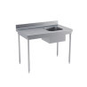 Plonge adossée 1 bac - 1200x700x850/900 mm - bac à droite (500x500 mm)