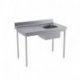 Plonge adossée 1 bac - 1400x700x850/900 mm - bac à droite (600x500 mm)