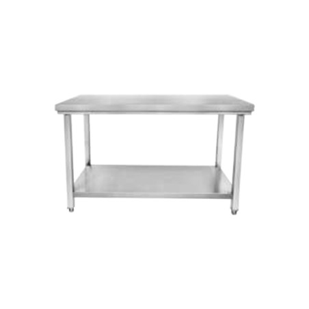 Table centrale en inox - avec étagère pieds carrés -1000x700x850/900 mm