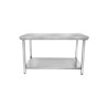Table centrale en inox - avec étagère pieds carrés -1800x700x850/900 mm