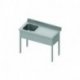 Plonge adossée bac à gauche - 1400x700x850/900 mm - 1 bac 600x500 mm - pieds carrés