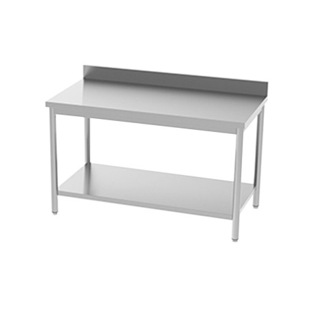 Table adossée en inox - avec étagère - 800x600 mm