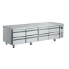 Soubassement réfrigéré - froid ventilé +0 à +10°C - 230V mono - 8 tiroirs GN1/1 - 447W - 2242x700x645/705 mm