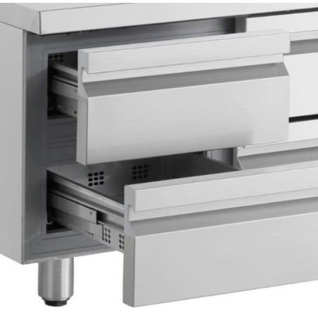 Soubassement réfrigéré - froid ventilé +0 à +10°C - 230V mono - 8 tiroirs GN1/1 - 447W - 2242x700x645/705 mm