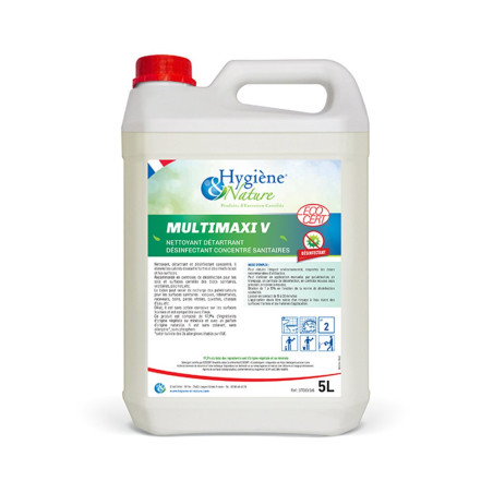 Multi maxi V - nettoyant désinfectant détartrant pour les sols et surfaces carrelés des sanitaires