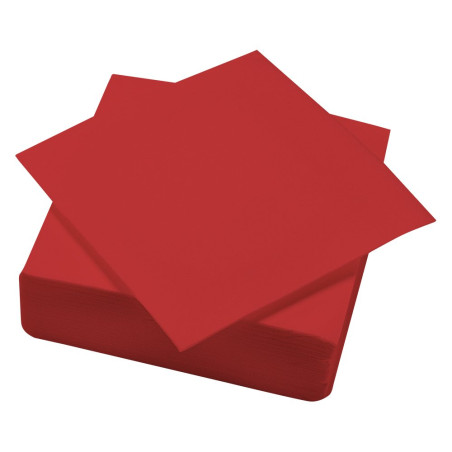 Serviette ouate 38x38 cm double point rouge