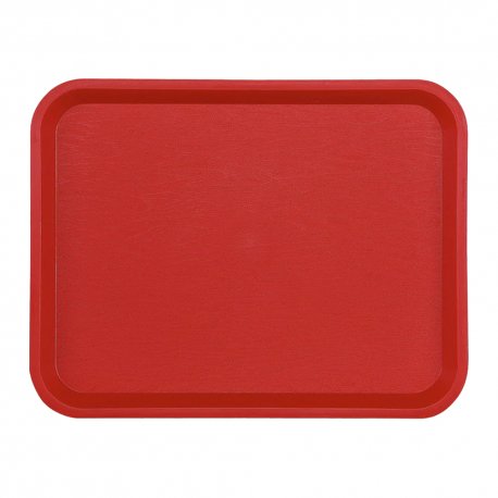 Plateau fast food rouge en polypro incassable - 26x36 cm