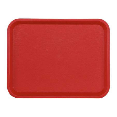 Plateau fast food rouge en polypro incassable - 26x36 cm