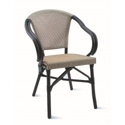 Fauteuil Rotin - beige noir - 3,7 kg - hauteur assise 44 cm - 57x57x83 cm